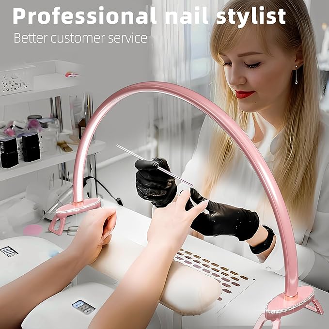 Half Moon Light Nail for Desk led lamp tech Manicure Foldable Arch Professional Art Eyelash Table Techs Beauty Tattoo spa White Artistic Desktop Lager Sized lash Shade Lashes Makeup Eye-Caring