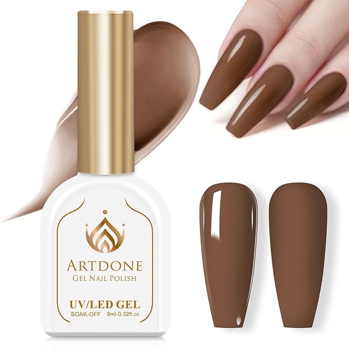 Artdone Gel Nail Polish Hema-free Solid Color Brown For All Seasons Neutral Soak Off LED Lamp Needed For Manicure Nail Art