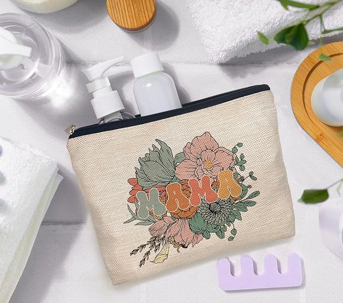 IWXYI Mama Mom Makeup Bags With Zipper - Travel Toiletry Gifts For Women