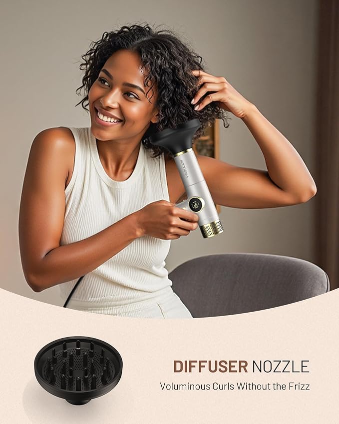 Dual Voltage Travel Hair Dryer with Diffuser - 2000W High-Speed Ionic Diffuser Hair Dryers for Women, Fast Drying, Low Noise, Lightweight, No Heat Damage, European Travel 110V-120V/220V-240V