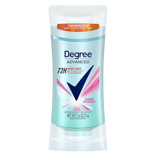 Degree Advanced Protection Antiperspirant Deodorant Sheer Powder for 72-Hour Sweat & Odor Control for Women, with Body Heat Activated Technology, 2.6 oz