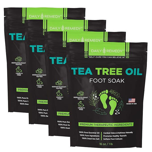 Tea Tree Oil Foot Soak with Epsom Salt - Made in USA - for Toenails, Athlete's Foot, itchy Feet, Stubborn Smelly Foot Odor, Pedicure, Foot Calluses & Soothes Sore Tired Achy Feet - 64 oz