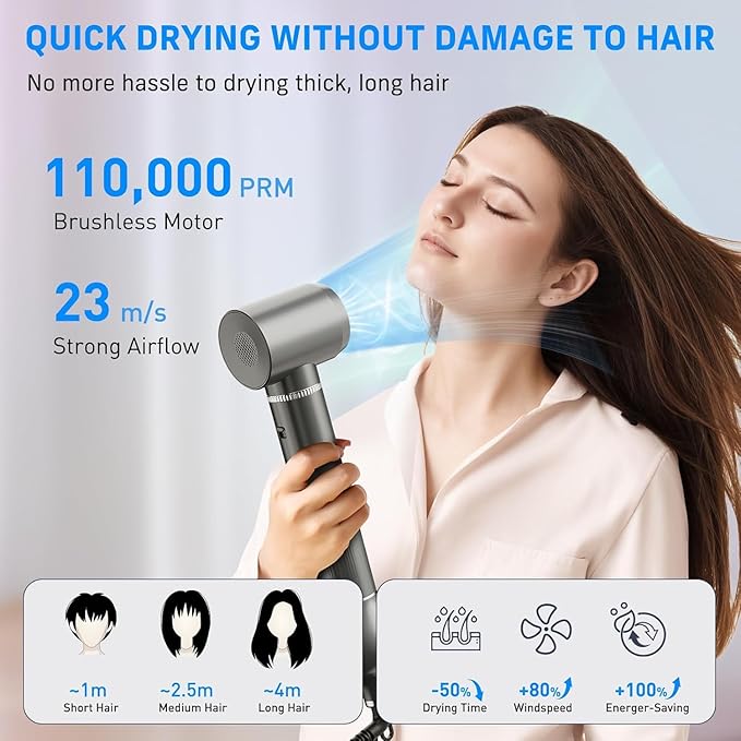 Quico 5 in 1 Blow Dryer Brush Set, Hot Hair Styler with Rotating Hair Dryer Brush, Auto Air Curler, Oval Brush, Curling Wand Set with Air Filter, Multi Styler Hair Tool, No Heat Damage