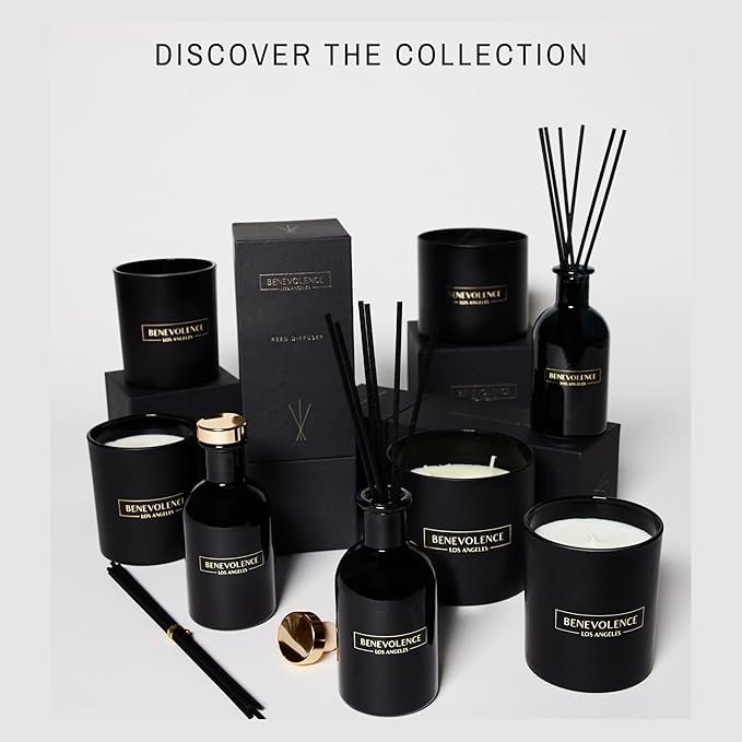 Benevolence LA Clearance Candles Bergamot & Jasmine Christmas Scented Candles | Soy Black Holiday Candle for Home | Gifts for Women and Men | Home Fragrance | Aromatherapy | 6oz