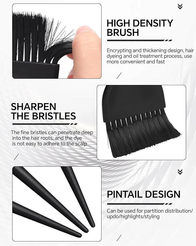 3 Pack Hair Color Brush Set - Professional Hair Dye Brush for Hair Stylist, for Highlighting, Tint and Coloring Hair Sections - Women Men Salon Use Home DIY Dyeing