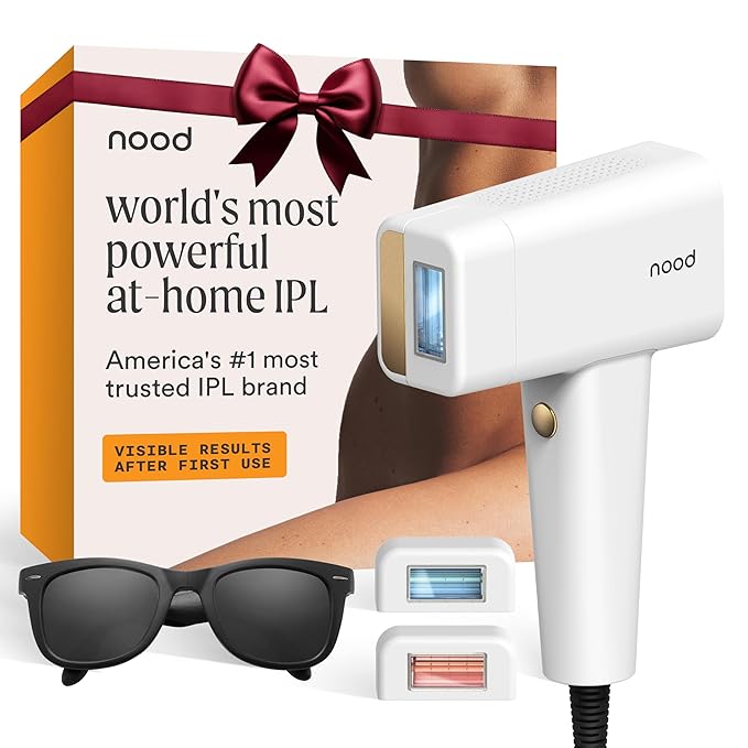 Nood™ NEW Flasher Pro — IPL Laser Hair Removal Device & Anti-Aging Red Light Therapy for Women & Men — Pain-free, Permanent, Visible Results After First Use & Works Everywhere Hair Grows — Gloss White