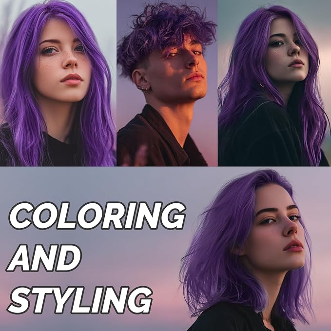 Purple Temporary Hair Color Wax - SOVONCARE Washable Hair Dye for Men & Women, All-Day Hold Disposable Hair Styling Clays for Party, Cosplay & Daily 4.23 oz