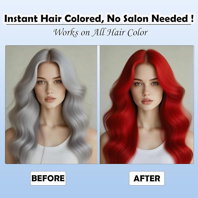 Temporary Hair Dye, Hair Color Spray for Women and Kids, Washable Purple Hair Spray, One-Time Use, Non-Sticky Root Touch Up, Natural Hair Color Wax for Party, Cosplay, Halloween, Christmas (Red)