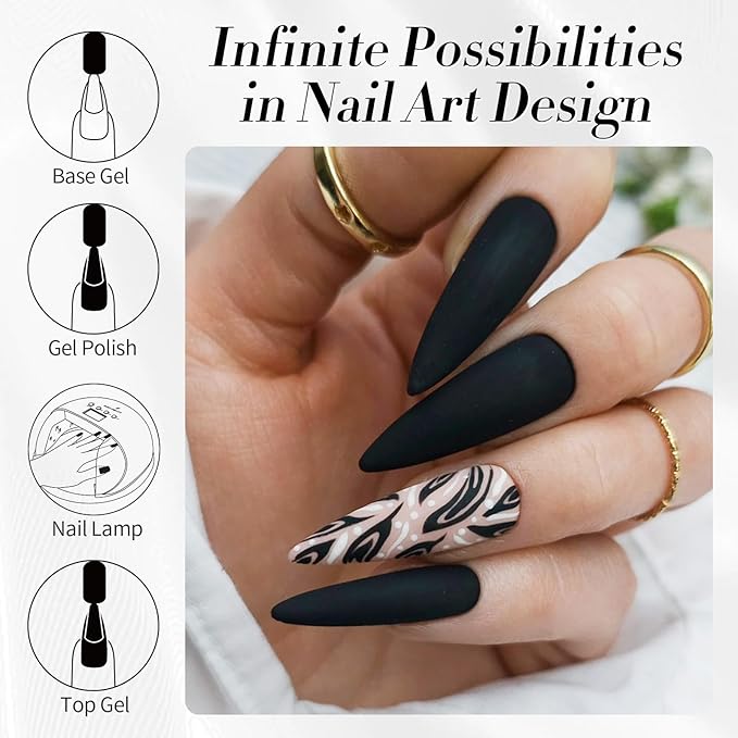 Born Pretty Black Gel Nail Polish Classic Color Nail Gel Polish Nail Art Manicure Salon DIY Home 15ml