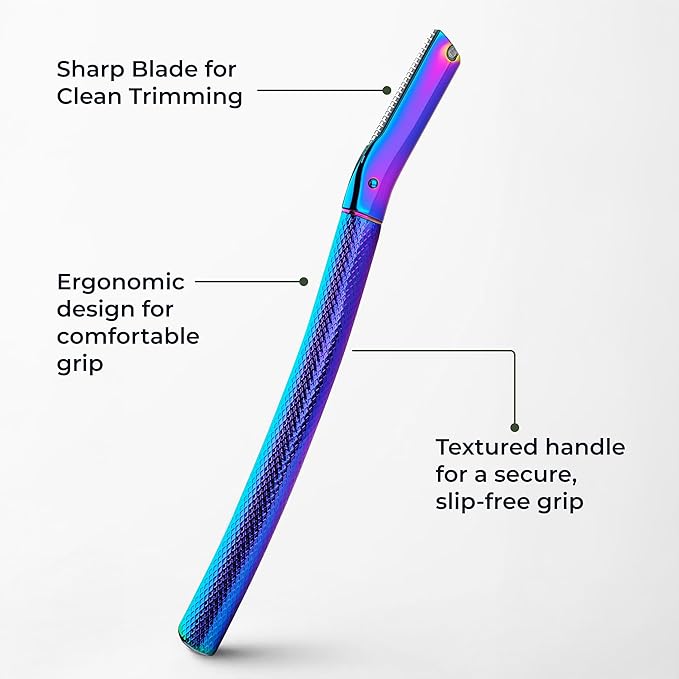 Eyebrow Razor, Face Razors for Women&Men, Eyebrow Trimmer Shaper with Precision Cover, Facial Shaver with 6 Blades (Rainbow)