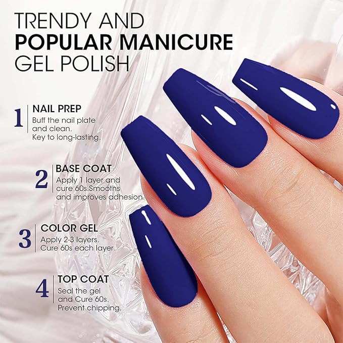 JR 9 PCS 0.5oz Nail Gel Polish Set Same Color Same bottle Ocean Blue Gel Nail Set UV LED Soak Off Polish Set Home DIY Gift Blue Set