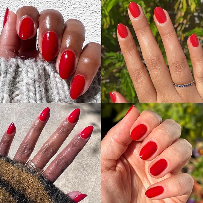 Olive & June Quick Dry Nail Polish | Instant, Fast-Drying, Smudgeproof Color | 15-free, Vegan, Cruelty-Free Formula | Lasts up to 5 Days | Salon-Quality Manicure, Pedicure at Home | Smooch Scarlet Red