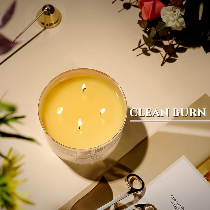 HomeLights Home Comforts Scented Candles | 18oz Soy Candles Rustic Modern 4-Wick Large Candle Jars | Ideal Candle Gifts for Events, Home Decor Stress, Relief & Relaxation