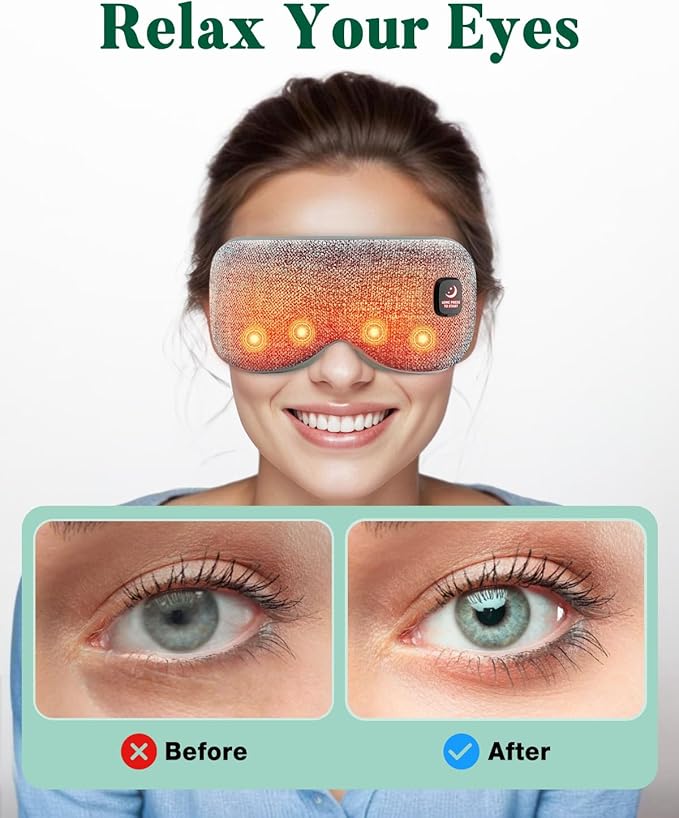 Heated Eye Mask for Dry Eyes, Cordless Warm Compress for Eyes, Light Blocking Eye Heating Pad, Styes, Sleep, Cover Washable, Rechargeable, Deep Gray