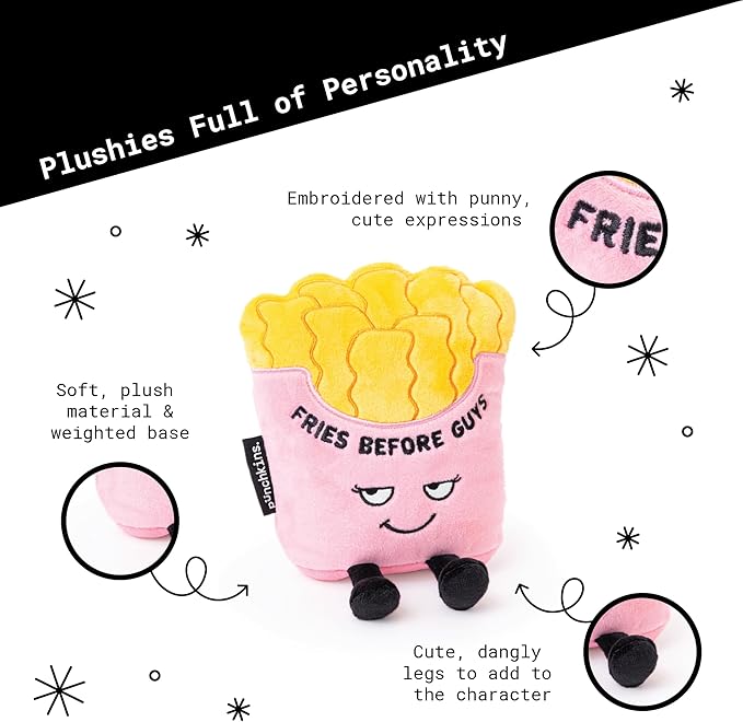 Punchkins French Fry Plushie - Exercise? You Mean Extra Fries Sassy French Fry Plush, Cute & Funny Plush Toy for Gifting