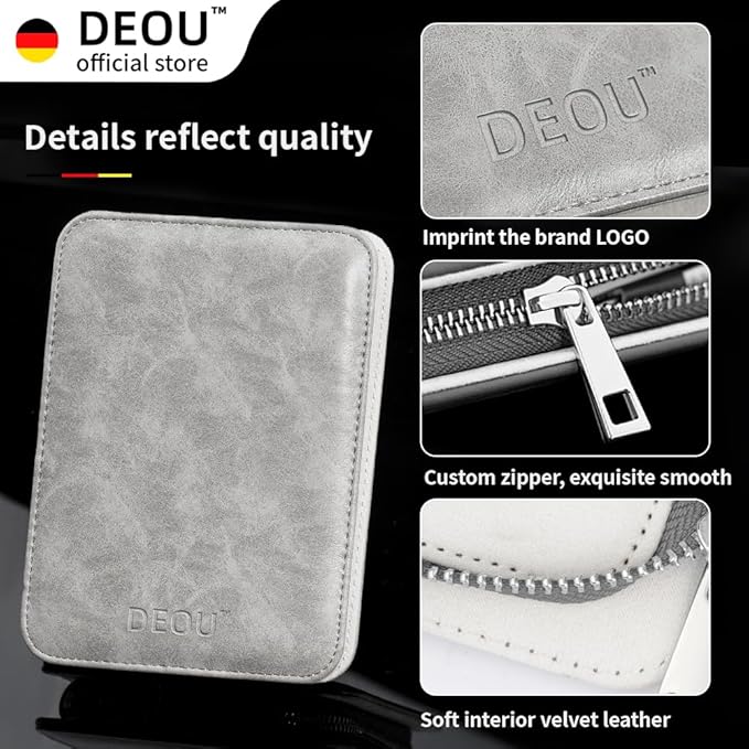 DEOU 13pcs Nail Grooming Kit Stainless Steel Professional Manicure Set Men Nail Care Tools with woman Luxurious Portable Travel Case Gift (Gray)