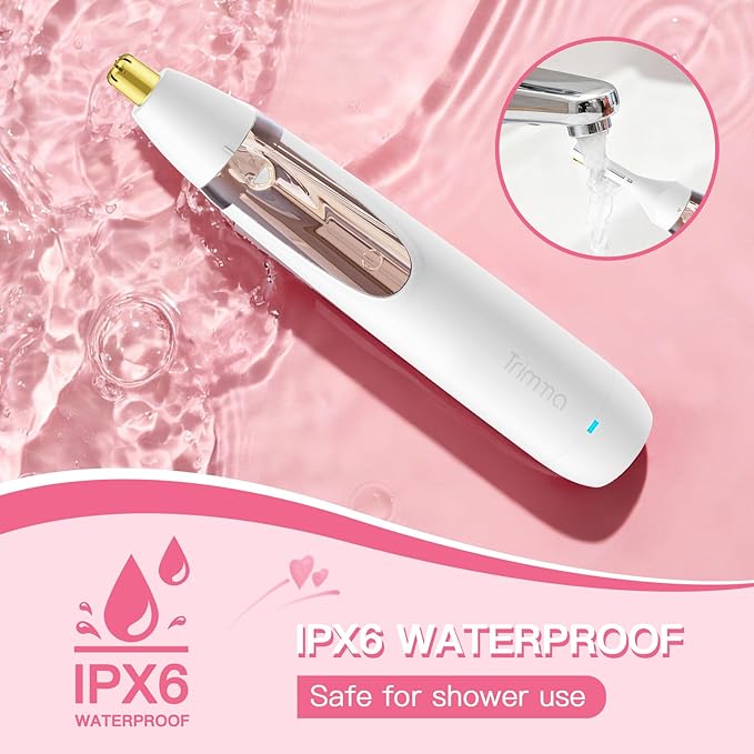 Trimma Nose Hair Trimmer for Women: 3 in1 Rechargeable Womens Facial Hair Remover and Electric Eyebrow Trimmer - Face Lips Eyebrow Nose Ear Body Painless Face Shaver with Built-in LED Light