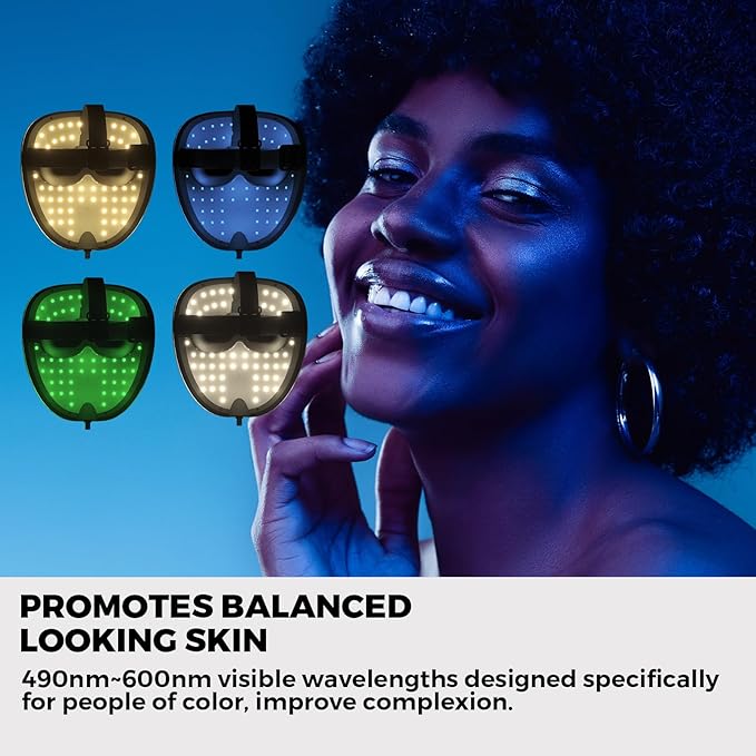 QuasarMD 3D LED Face Mask with Gold-Wire LEDs, Red & Infrared Light for Wrinkles, Blue Light Mode for Blemish Care, Advanced Light Therapy for Skin Rejuvenation & Radiant Look