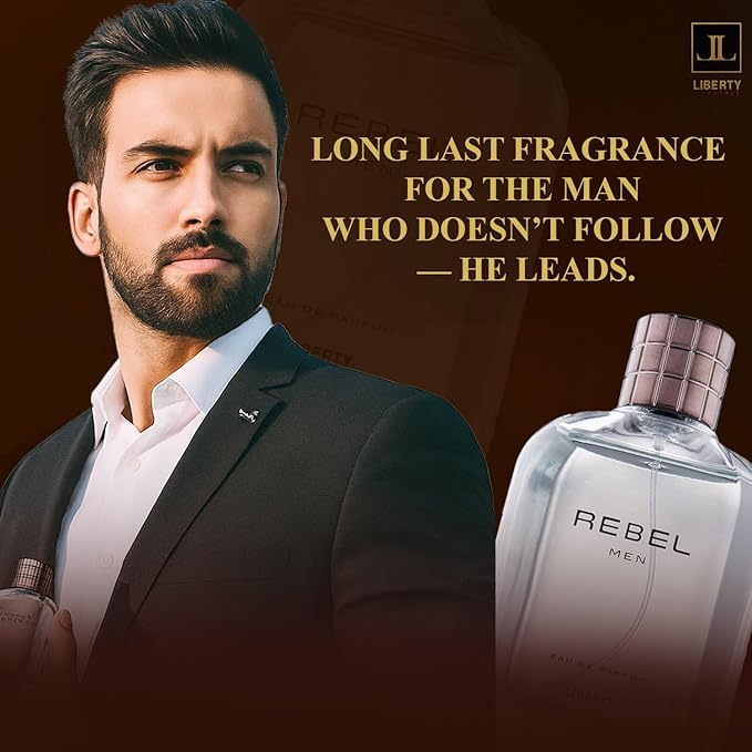 Liberty Luxury Rebel Perfume for Men 100ml, Powerful Long Lasting Eau De Parfum with Spicy Woody Notes Masculine Fragrance for the Modern Rule Breaker, men cologne, Gift For Men,100ml