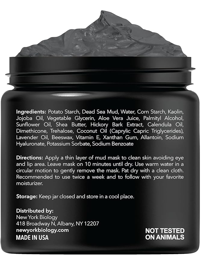 New York Biology Dead Sea Mud Mask for Face and Body | Spa Quality Pore Refiner for Oily Skin | Natural Skincare for Women & Men | Tighten Skin for A Healthier Complexion | 8.8 oz