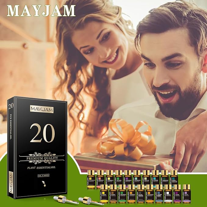 MAYJAM 20x5ML Essential Oil Gift Set, Pure Essential Oils for Diffusers for Home, Long Lasting Scented Oil for Soap Candle Making
