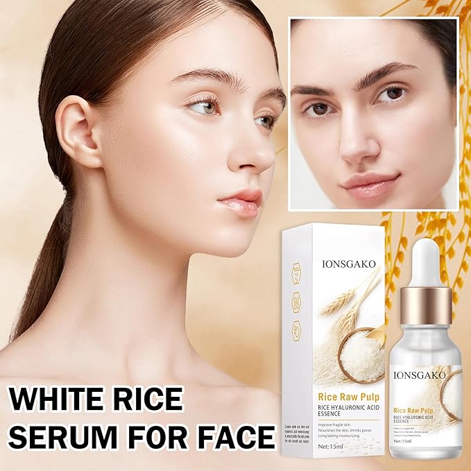 Crema De Arroz para La Piel De Cara Y Cerrar Los Poros Quitar Manchas White Rice Serum for Face Essence Deep Moisturizing Nourishing Suero Crema Para Las Manchas En De La Cara(0.5Oz/1PC)