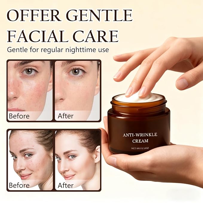 Retinol Anti-Wrinkle Cream, Firms and Lifts Skin, Improve Fine Lines，Restores Elasticity, Deep Hydration for All Skin Types (2PCS)