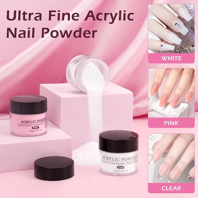 Practice Hand for Acrylic Nails, Fake Maniquin Training Hand for Nail Practice, 42 Colors Acrylic Powder Beginners Kit