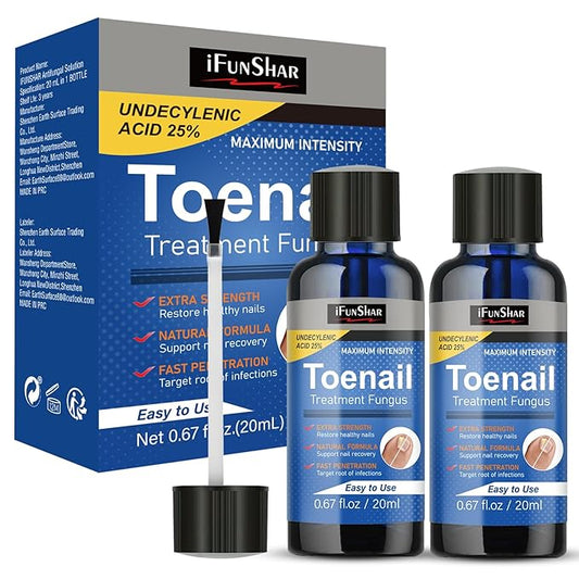Toenail Fungus Treatment Extra Strength, Nail Fungus Treatment with 25% Undecylenic Acid, Upgraded Fungal Nail Repair for Yellow, Discolored, Thick and Ingrown Nails, 2 Bottles