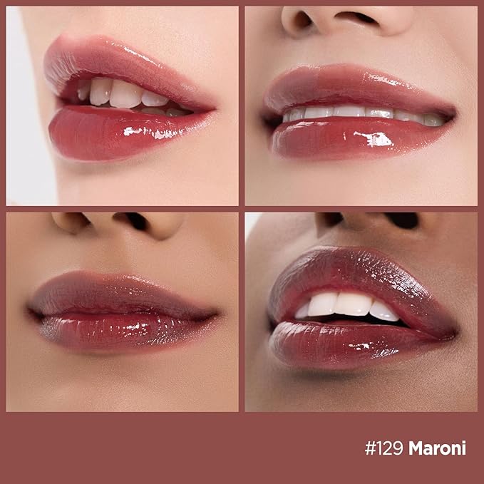 Laka Fruity Glam Lip Tint Mini, 1.9g/0.07oz, Glowing Lip Stain with Wide Color Spectrum, Hydrating & Lightweight Texture, Long-Lasting Bold Stain, Non-Sticky, Vegan, K-Beauty (#129 Maroni)