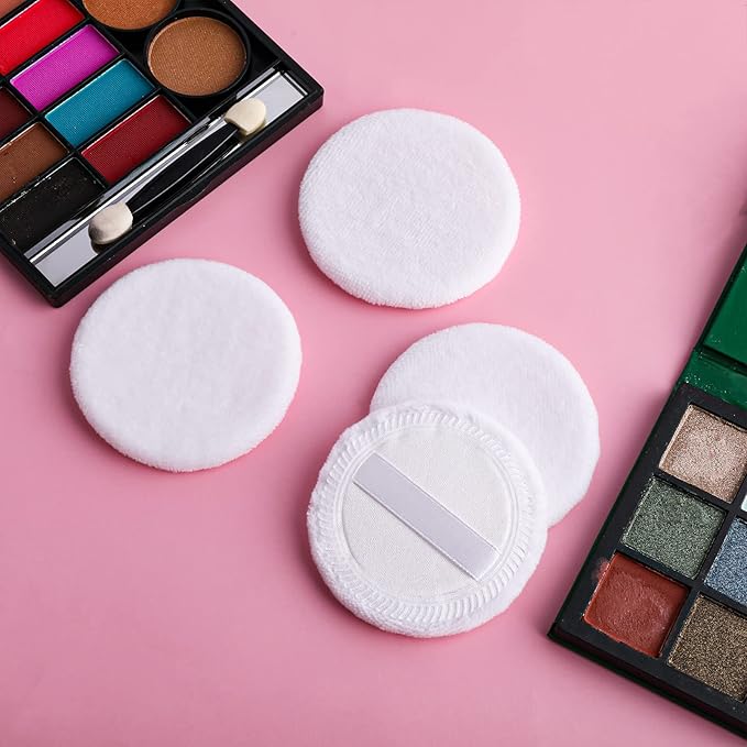 12PCS Makeup Powder Puffs Pink Cotton Powder Puffs Round Powder Puff for Makeup Face Powder Velour Puffs for Loose Powder Washable(white