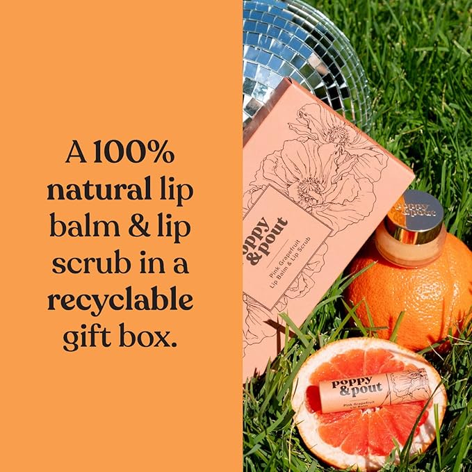 Poppy & Pout Lip Care Set | Lip Balm & Scrub | Sustainable Cardboard Tubes & Glass Jars, All Natural, Beeswax, Coconut Oil, Cruelty Free, Exfoliating & Moisturizing Lip Treatment (Wild Honey)