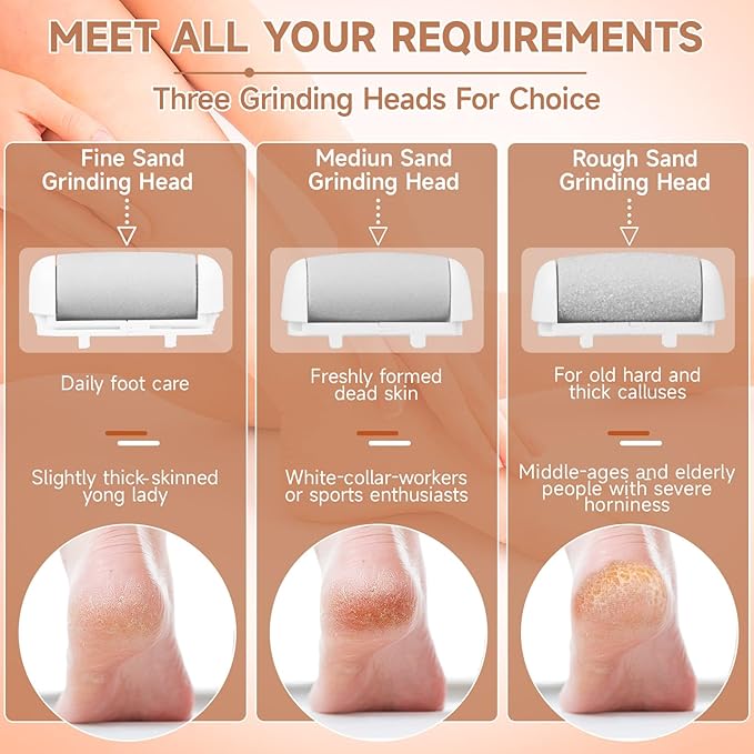 AdamPark Electric Callus Remover for Feet,Rechargeable Portable Electronic Foot File Pedicure Kits,Professional Waterproof Pedi Feet Care Tools Wet&Dry Foot Scrubber File Perfect for Hard Cracked Skin