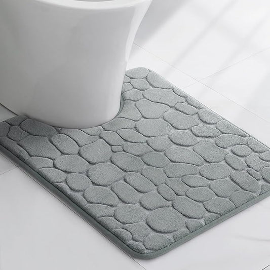 YIHOUSE Memory Foam Bath Mat Cobblestone Bathroom Rugs Super Water Absorbent Bath Mats for Bathroom Machine Washable Bath Rugs(20 x 24,Light Gray)