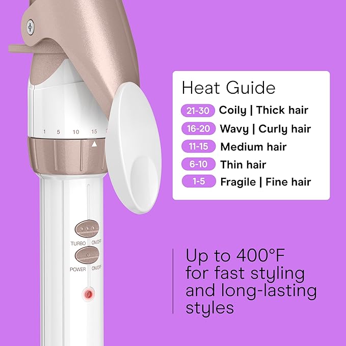 Conair Double Ceramic 1 ¼-Inch Curling Iron with Claw Clip, 1.25-Inch Barrel Creates Loose Curls, Hair Curler for Use on Medium and Long Hair, White