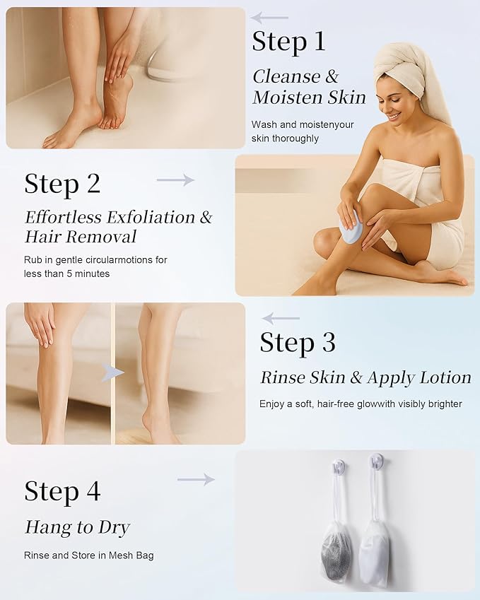 Hair Remover Eraser, Reusable Crystal Hair Remover, Magic Painless Exfoliation Beauty Tools, Portable Travel Body Hair Removal Tool, Hair Eraser for Back Arms Legs(2pcs)