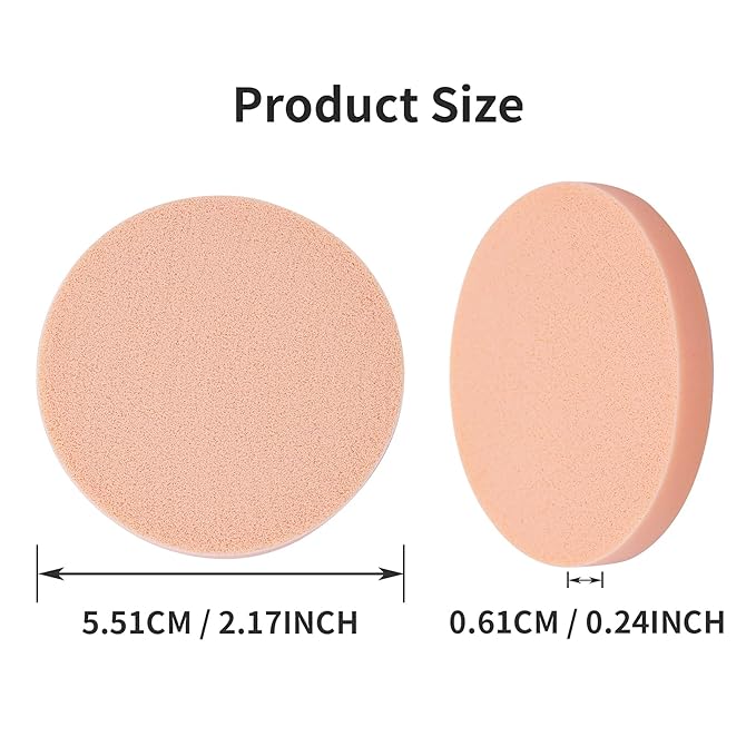 Round Sponge Puff Set,12 Pcs 2.2 Inch Facial Powder Puffs Foam Sponges For Liquid Foundation Makeup, Facial Cleansing