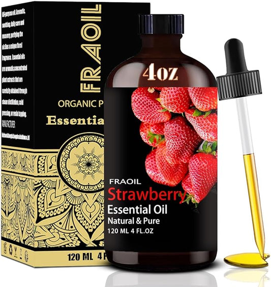Strawberry Essential Oil, Strawberry Oil 4 Fl Oz 120ML for Diffuser Humidifier Yoga Cleaning DIY Candle Soap Making Perfume Gift for Women Essential Oils