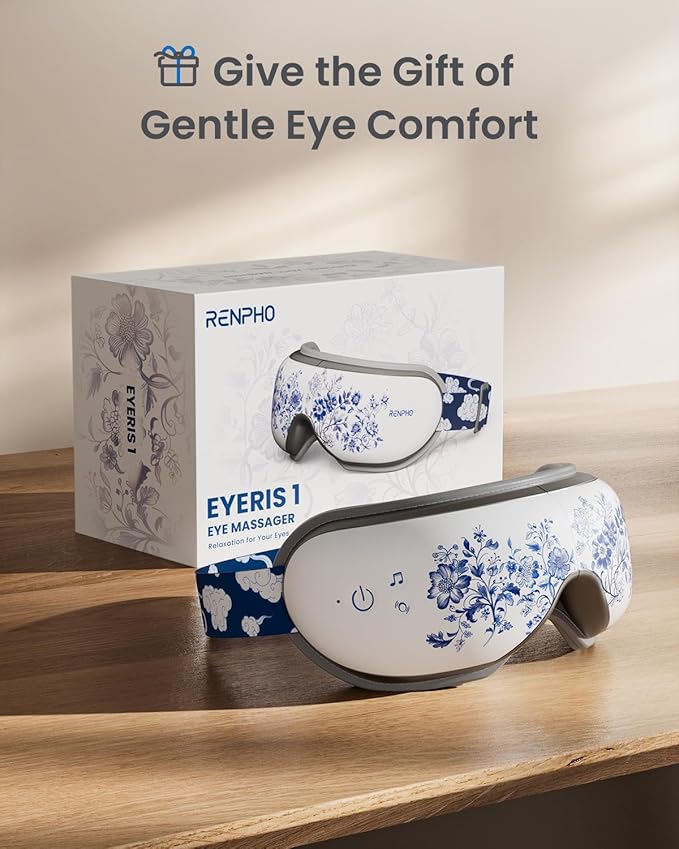 RENPHO Eyeris 1 Eye Massager with Heat, Christmas Birthday Gifts for Mom Dad Women Men Her Him, Sleep Mask with Heat Bluetooth Music, Relax Eye