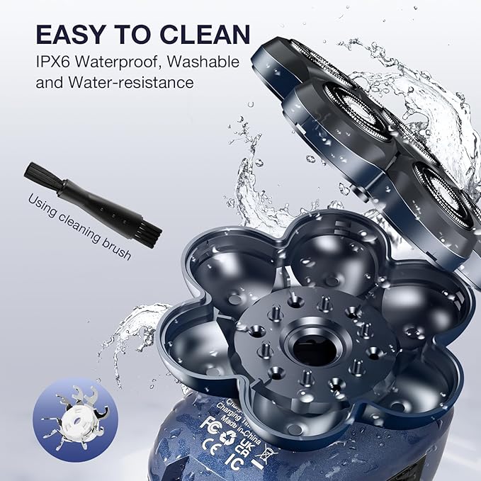 Head Shavers for Bald Men: 5-in-1 Electric Razor - Waterproof Wet Dry Shaving - Professional Grooming Kit for Balder - Rechargeable Head Shavers for Face/Beard Use (Dark Blue)