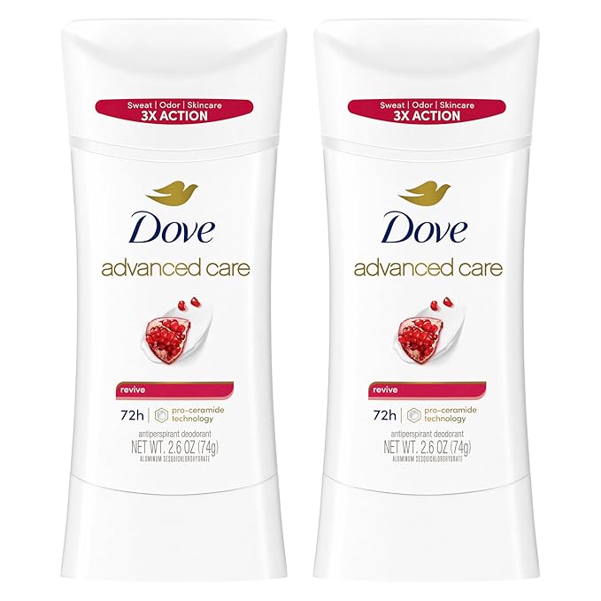 Dove Advanced Care Antiperspirant Deodorant for Women Twin Pack Revive 72 hour sweat and odor protection 2.6 oz (Packaging May Vary)