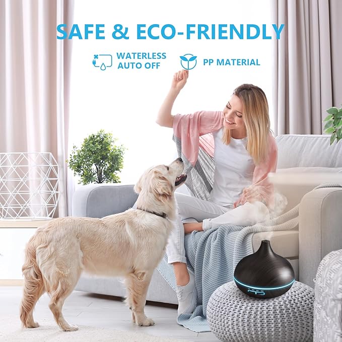 SACATR 550ml Oil Diffuser with 30x5 mL Essential Oils, Ultrasonic Technology, Remote Control for Home Office