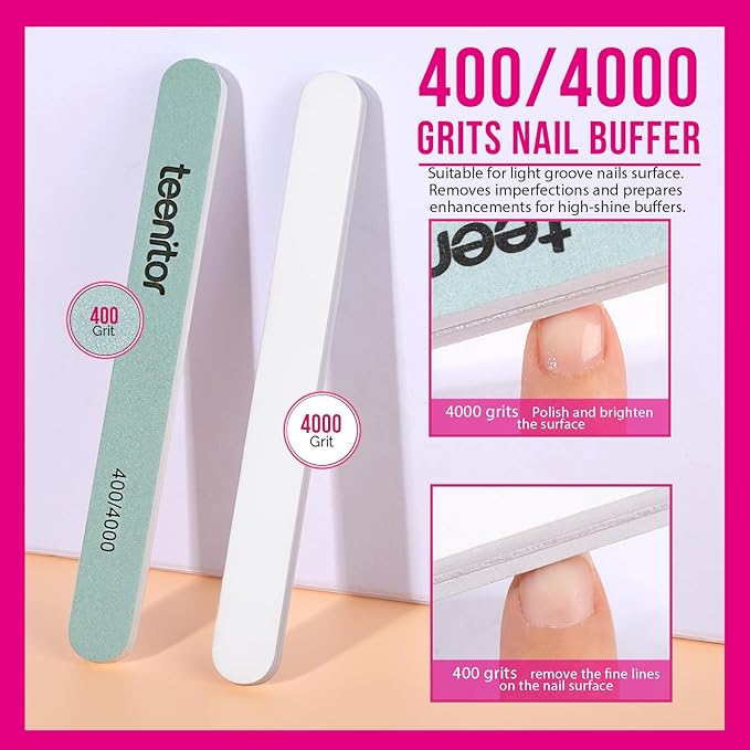 Teenitor Gel Nail Polish Remover Kit with 10pcs Nail Polish Remover Clips Cap 115pcs Nail Wipe Cotton Pads Nail Scraper Nail Files and Buffer Bushes - Hot Red