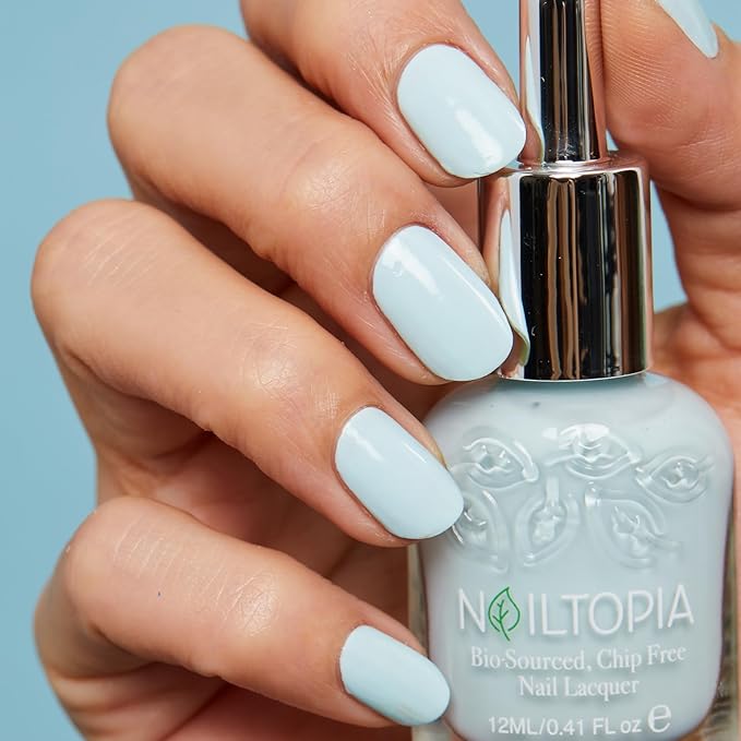 Nailtopia - Plant-Based Chip Free Nail Lacquer - Non Toxic, Bio-Sourced, Long-Lasting, Strengthening Polish - That's The Tea (Icy Blue) - 0.41oz