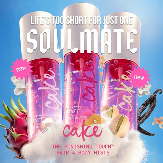 Cake Beauty Finishing Touch Hair and Body Mist, Pink Dragon Fruit & Jasmine Scent- Fine Fragrance Mist – Infused with Aloe and Argan Oil - 6.8 Fl Oz / 200 mL
