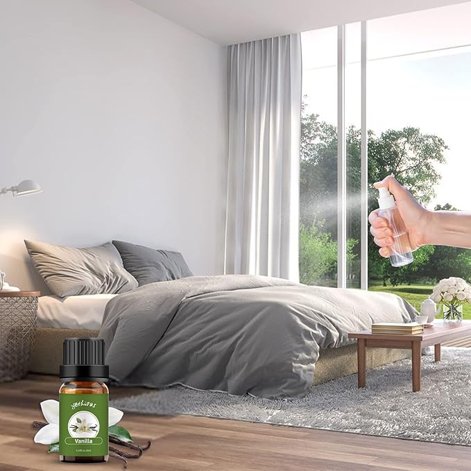 yethious 4 Pack Lavender Jasmine Vanilla Eucalyptus Essential Oil Set Vanilla Essential Oil for Diffuser, Soap/Candles Making Jasmine Essential Oil - Lavender, Jasmine, Vanilla, Eucalyptus