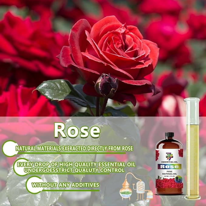 Rose Essential Oil (8 oz / 240 ml) – Rose Oils for diffusers, humidifiers, Home Baths, Cleaning Products, Yoga, DIY Soaps and DIY Scented Candles