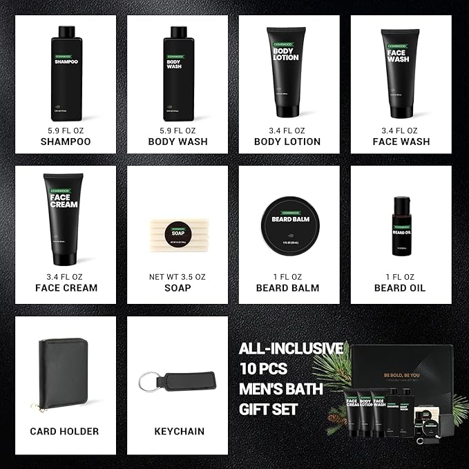 Rinse & Robust Beard Kit for Men, Christmas Gifts for Men, Sandalwood Beard Oil Gift Sets, Birthday Gifts Mens Stocking Stuffers for Dad Boyfriend Husband Valentines, Holiday Grooming Gift Set