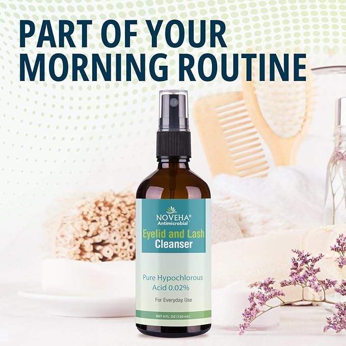 NOVEHA Eyelid Cleanser | Stye Eye Treatment | Eye Lid Cleaning | Dry Relief | Fast Acting Soothing Eyelid Cleansing Formula | Pure and Gentle Lash Hypochlorous Acid Spray (4oz - 1 Pack)