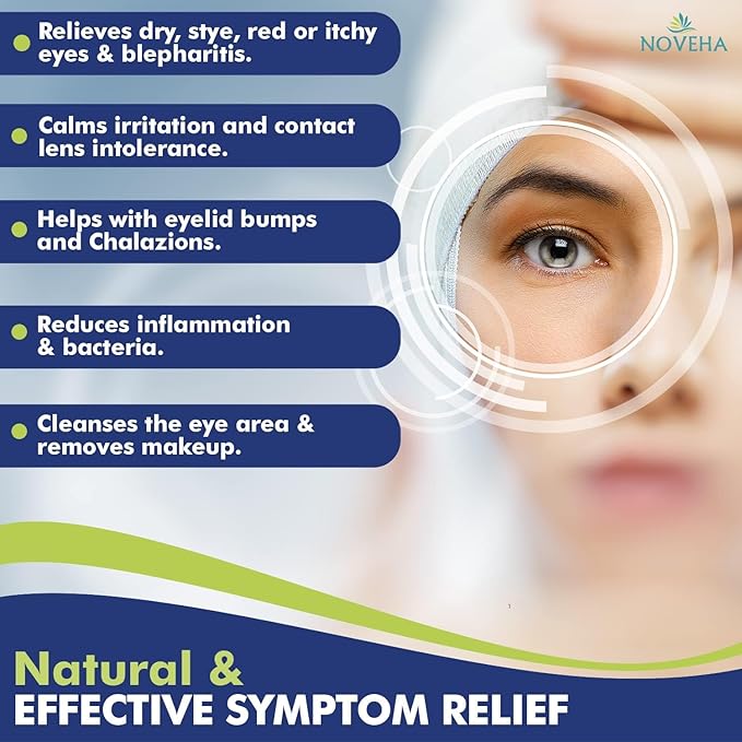 NOVEHA 180Pcs Daily Hygienic Eyelid & Lash Wipes | 120 Individually Wrapped Cleansing Eyelash Wipes - For Blepharitis & Itchy Eyes, Demodex and Natural Makeup Remover & Daily Cleanser (3 Pack)